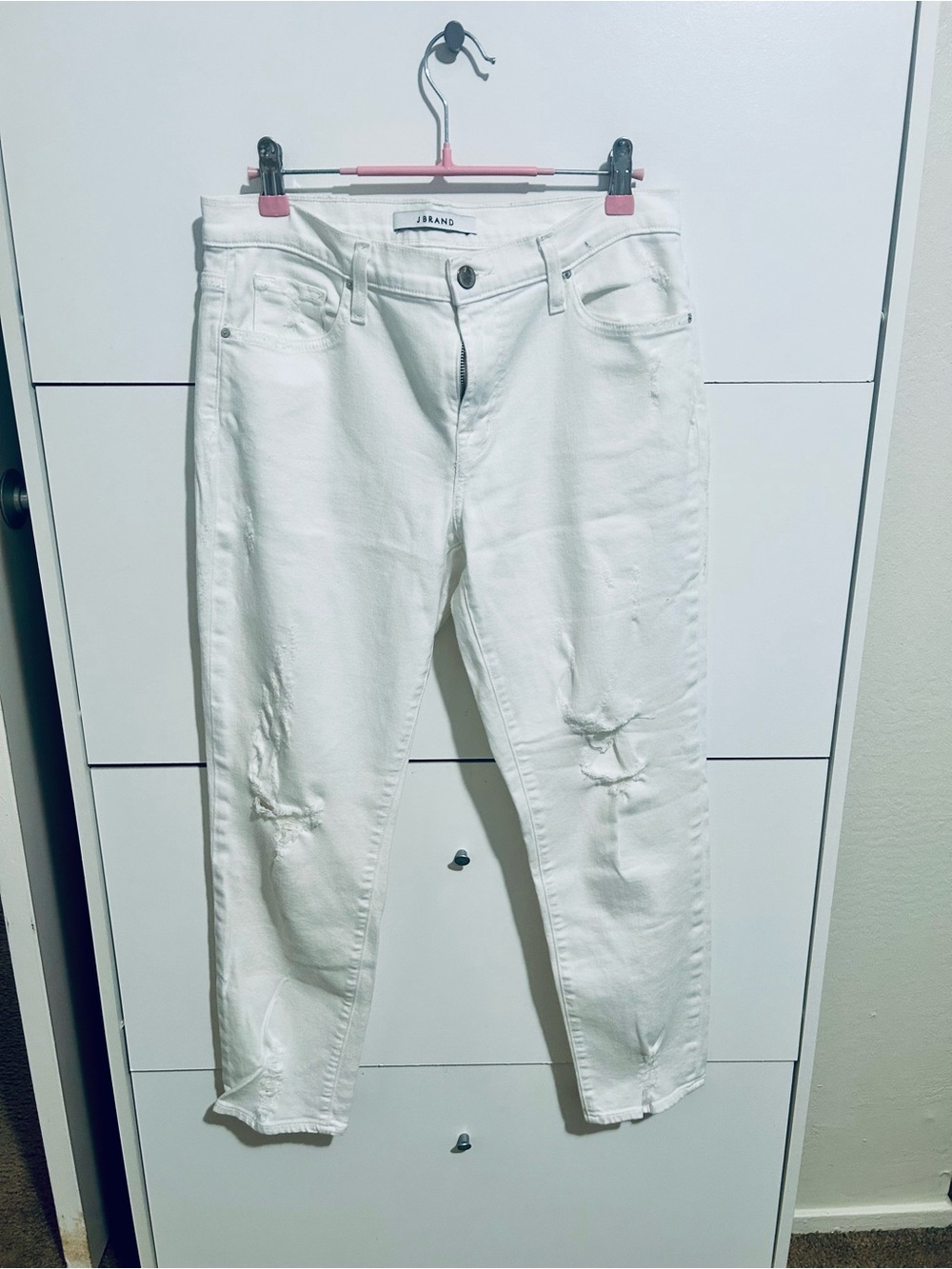 J Brand White Ripped Skinny Jeans
